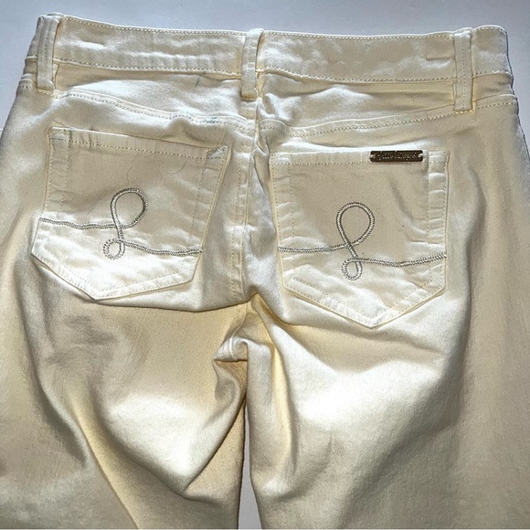 Lily Pulitzer Women’s Pale Yellow Low Rise Raw Hem Jeans Sz 0 - Picture 9 of 13